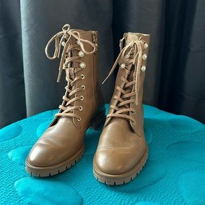 Stuart Weitzman Tan Leather Combat Boots Size 6.5 US